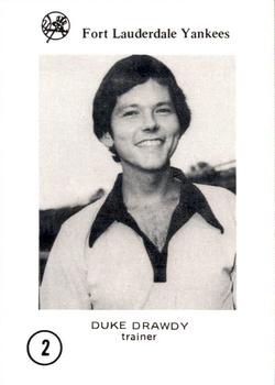 1976 Sussman Fort Lauderdale Yankees #2 Duke Drawdy Front
