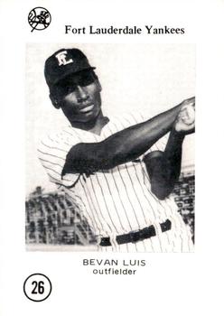 1976 Sussman Fort Lauderdale Yankees #26 Beban Luis Front