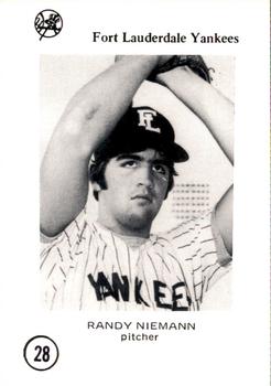 1976 Sussman Fort Lauderdale Yankees #28 Randy Niemann Front