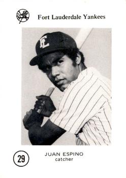 1976 Sussman Fort Lauderdale Yankees #29 Juan Espino Front