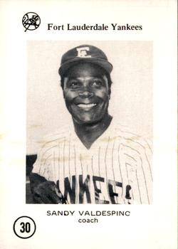 1976 Sussman Fort Lauderdale Yankees #30 Sandy Valdespino Front