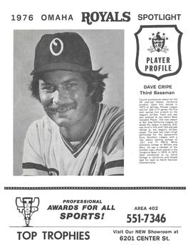 1976 Top Trophies Omaha Royals #6 Dave Cripe Front