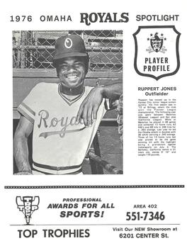 1976 Top Trophies Omaha Royals #9 Ruppert Jones Front