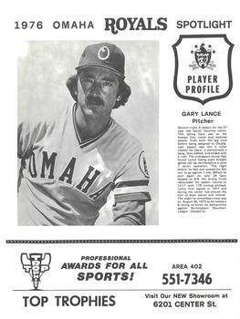 1976 Top Trophies Omaha Royals #10 Gary Lance Front