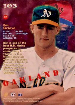 1995 Topps - Stadium Club First Day Issue #103 Ben Grieve Back