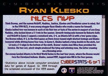 1995 Topps - CyberStats Season in Review #6 Ryan Klesko Back