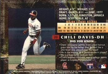 1995 Topps Embossed - Golden Idols #20 Chili Davis Back