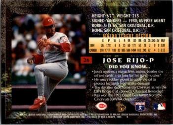 1995 Topps Embossed - Golden Idols #26 Jose Rijo Back