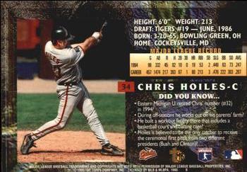 1995 Topps Embossed - Golden Idols #34 Chris Hoiles Back