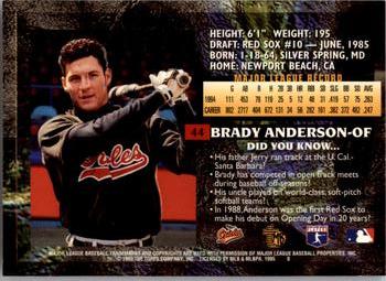 1995 Topps Embossed - Golden Idols #44 Brady Anderson Back