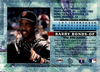 1995 Topps Embossed - Golden Idols #120 Barry Bonds Back