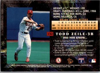 1995 Topps Embossed - Golden Idols #132 Todd Zeile Back