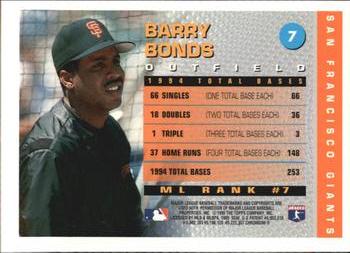1995 Topps - Total Bases (Finest) #7 Barry Bonds Back