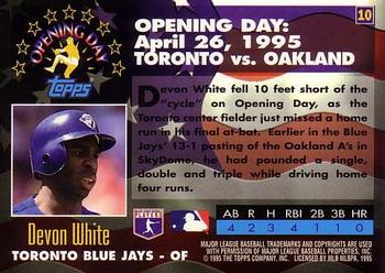 1995 Topps - Opening Day #10 Devon White Back