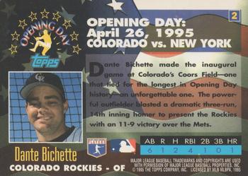 1995 Topps - Opening Day #2 Dante Bichette Back