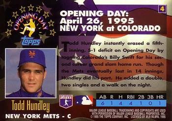 1995 Topps - Opening Day #4 Todd Hundley Back