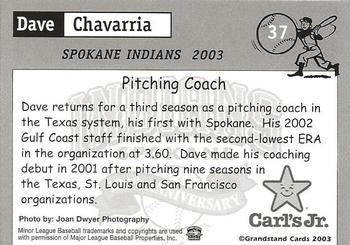 2003 Grandstand Spokane Indians #NNO Dave Chavarria Back