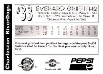 1997 Grandstand Charleston RiverDogs #NNO Everard Griffiths Back