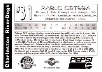 1997 Grandstand Charleston RiverDogs #NNO Pablo Ortega Back