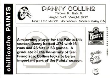 1997 Grandstand Chillicothe Paints #7 Danny Collins Back