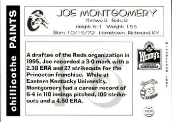1997 Grandstand Chillicothe Paints #18 Joe Montgomery Back