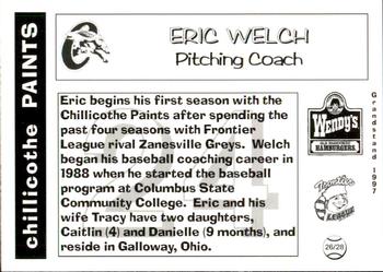 1997 Grandstand Chillicothe Paints #26 Eric Welch Back