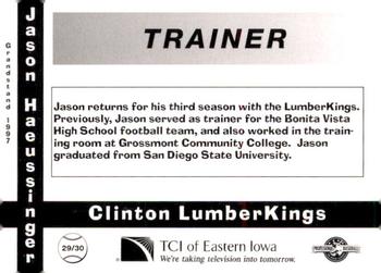 1997 Grandstand Clinton LumberKings #29 Jason Haeussinger Back