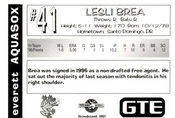1997 Grandstand Everett AquaSox #NNO Lesli Brea Back