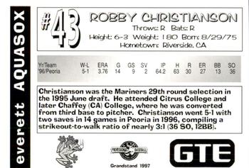 1997 Grandstand Everett AquaSox #NNO Robby Christianson Back