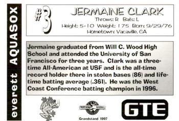 1997 Grandstand Everett AquaSox #NNO Jermaine Clark Back