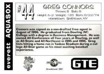 1997 Grandstand Everett AquaSox #NNO Greg Connors Back