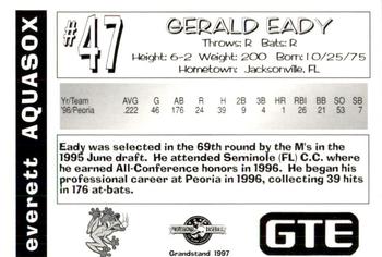 1997 Grandstand Everett AquaSox #NNO Gerald Eady Back