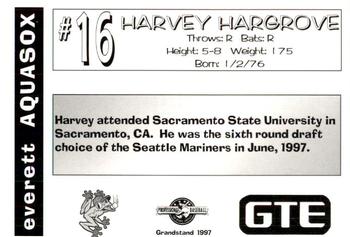 1997 Grandstand Everett AquaSox #NNO Harvey Hargrove Back