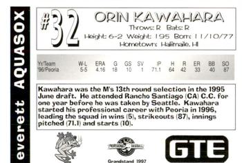 1997 Grandstand Everett AquaSox #NNO Orin Kawahara Back