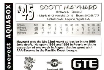 1997 Grandstand Everett AquaSox #NNO Scott Maynard Back
