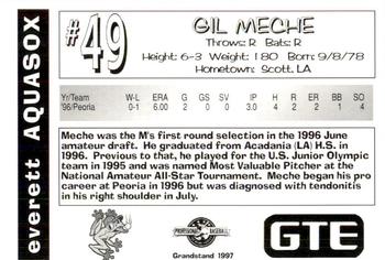 1997 Grandstand Everett AquaSox #NNO Gil Meche Back