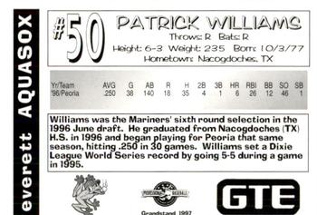 1997 Grandstand Everett AquaSox #NNO Patrick Williams Back