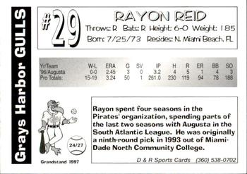 1997 Grandstand Grays Harbor Gulls #NNO Rayon Reid Back