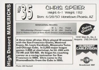 1997 Grandstand High Desert Mavericks #NNO Chris Speier Back