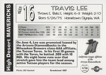 1997 Grandstand High Desert Mavericks Update #1 Travis Lee Back