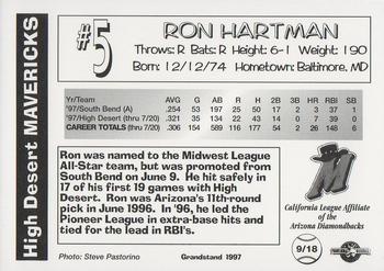 1997 Grandstand High Desert Mavericks Update #9 Ron Hartman Back