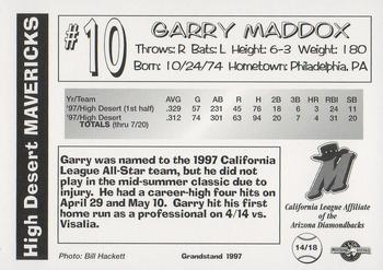 1997 Grandstand High Desert Mavericks Update #14 Garry Maddox Jr. Back