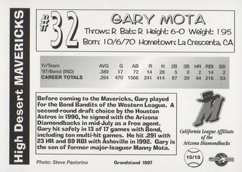 1997 Grandstand High Desert Mavericks Update #15 Gary Mota Back