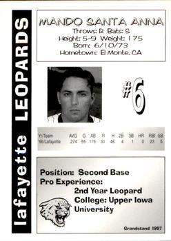 1997 Grandstand Lafayette Leopards #6 Mando Santa Anna Back