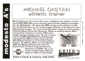 1997 Grandstand Modesto A's #NNO Michael Castain Back