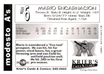 1997 Grandstand Modesto A's #NNO Mario Encarnacion Back