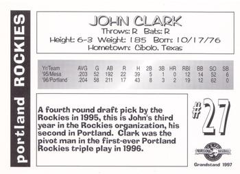 1997 Grandstand Portland Rockies #NNO John Clark Back