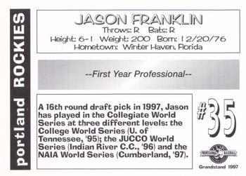 1997 Grandstand Portland Rockies #NNO Jason Franklin Back