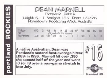 1997 Grandstand Portland Rockies #NNO Dean Marnell Back