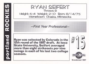 1997 Grandstand Portland Rockies #NNO Ryan Seifert Back